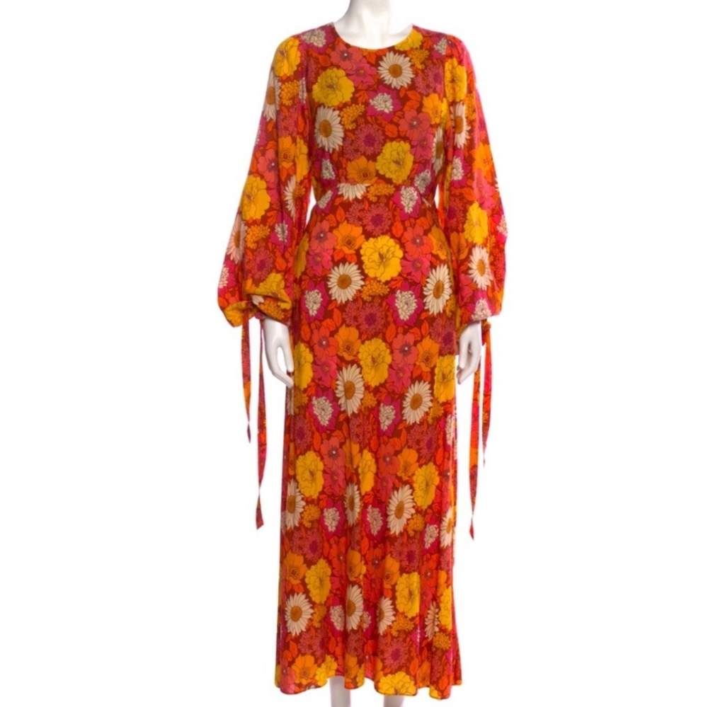 Ted Baker Lelyah Maxi Floral Hippie 60s Retro Long Sleeve Dress Ted Size 0 =US 2 - Picture 2 of 4